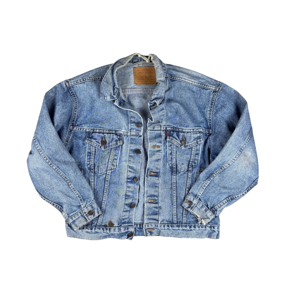 Vtg Levi's Denim Trucker Jacket Men's Medium USA 1992 Type III Style Distressed